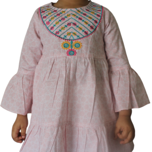 Light Pink Embroided Tail Kurti