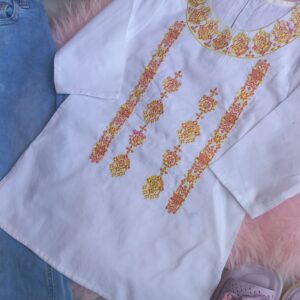 Off White Embroided Kurti